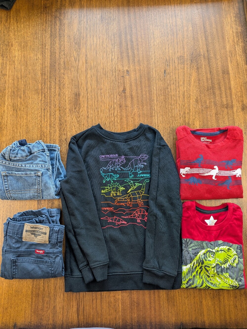 Bundle Of 5 Pcs Boys Clothing Size 4/5 Dinosaur Theme Sweater Pants Tops
